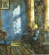 Anna Ancher solskin i den bla stue oil painting